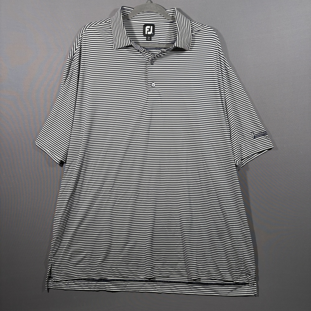 FootJoy Polo Shirt Men’s XXL Black White Striped Golf Preppy Style